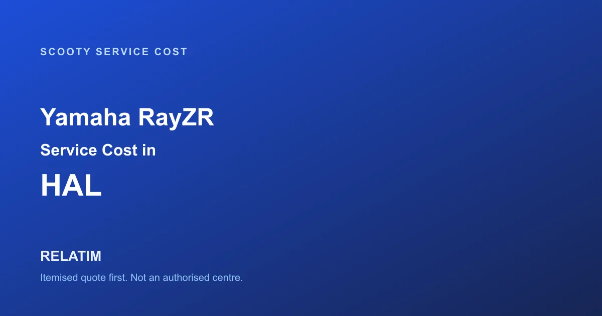 Yamaha RayZR Service Cost in HAL, Bangalore